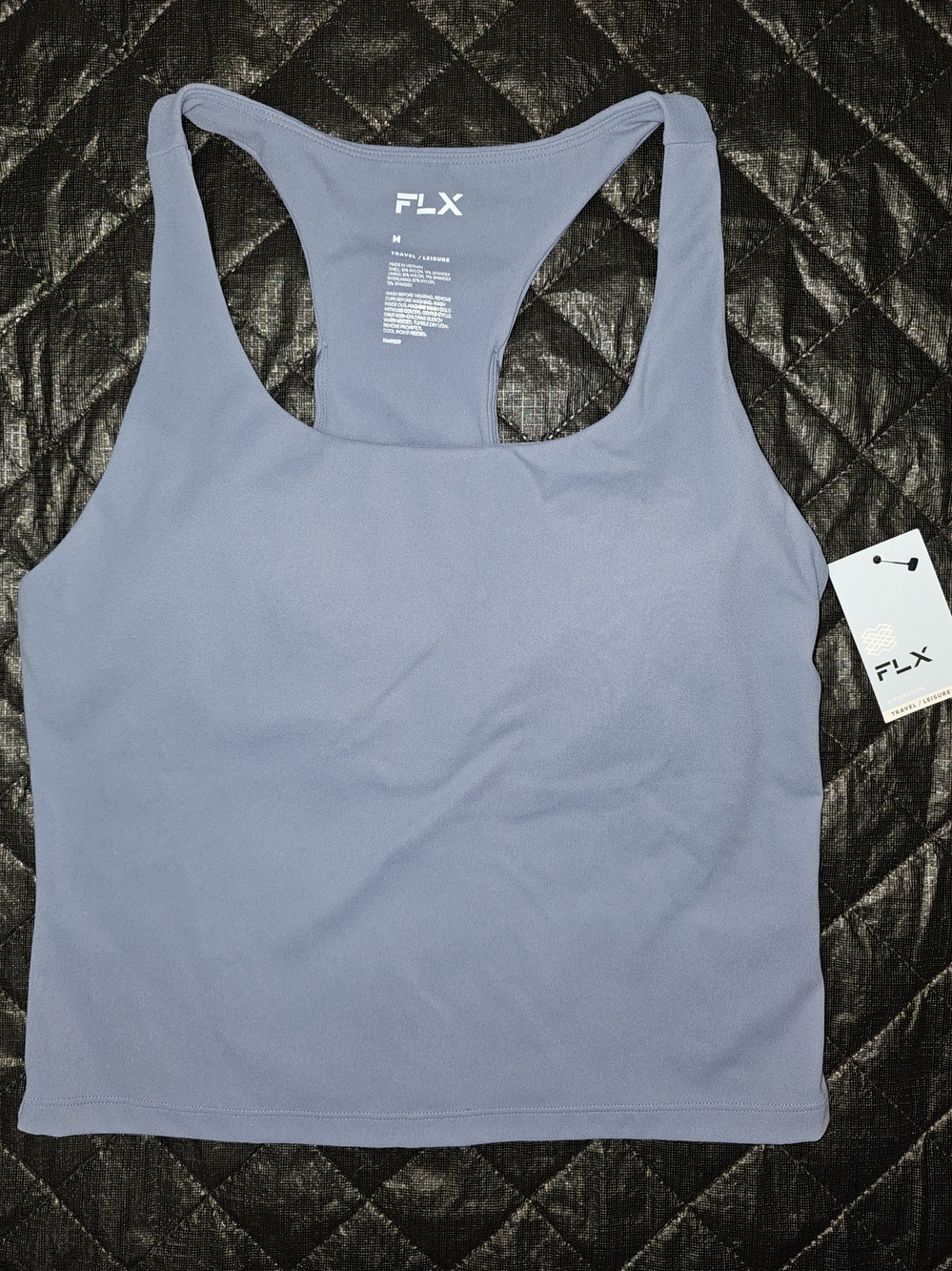 Women's NWT FLX Affirmation Crop Tank with Built-In Bra - Blue- Size M